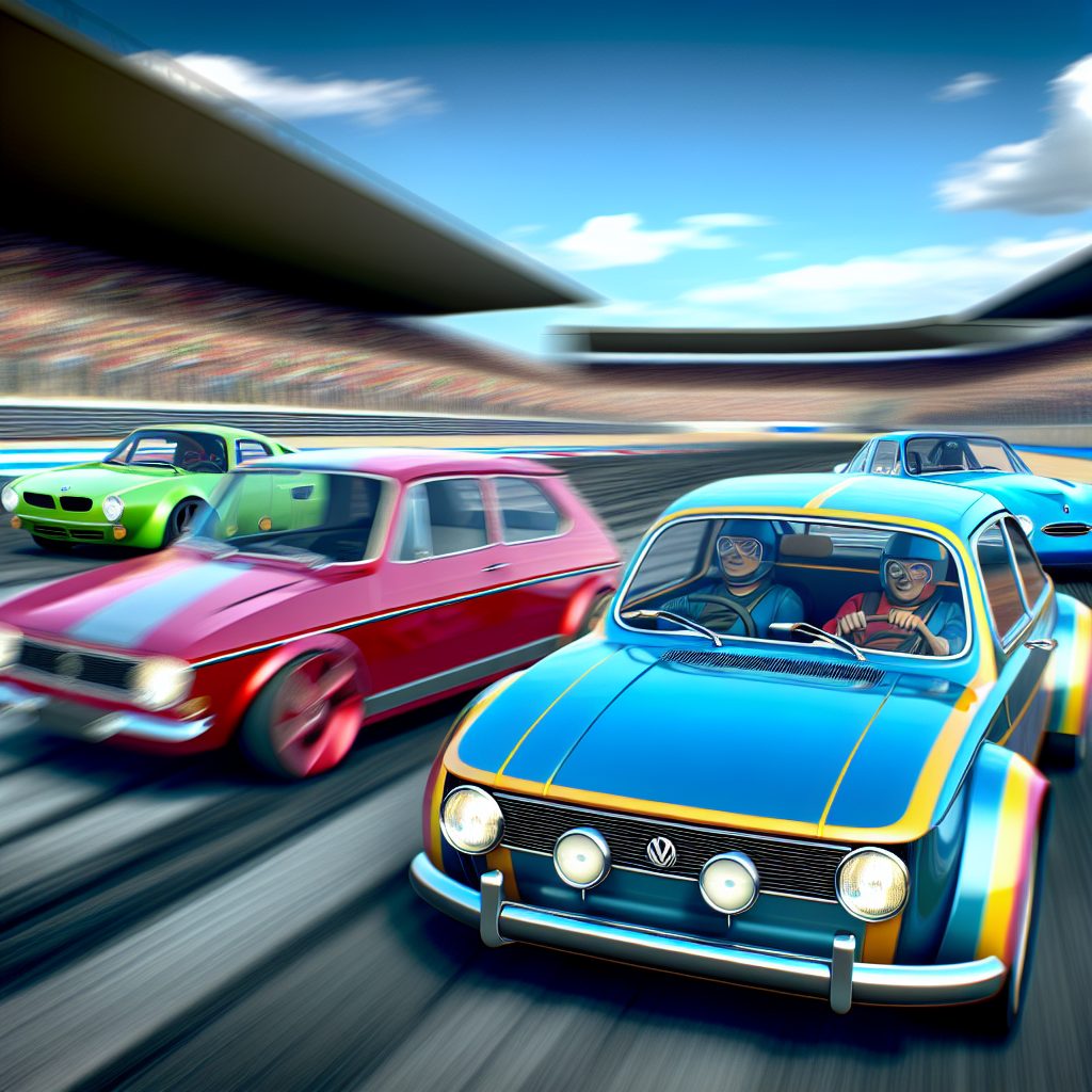 Dynamic scene of racing retro cars on track