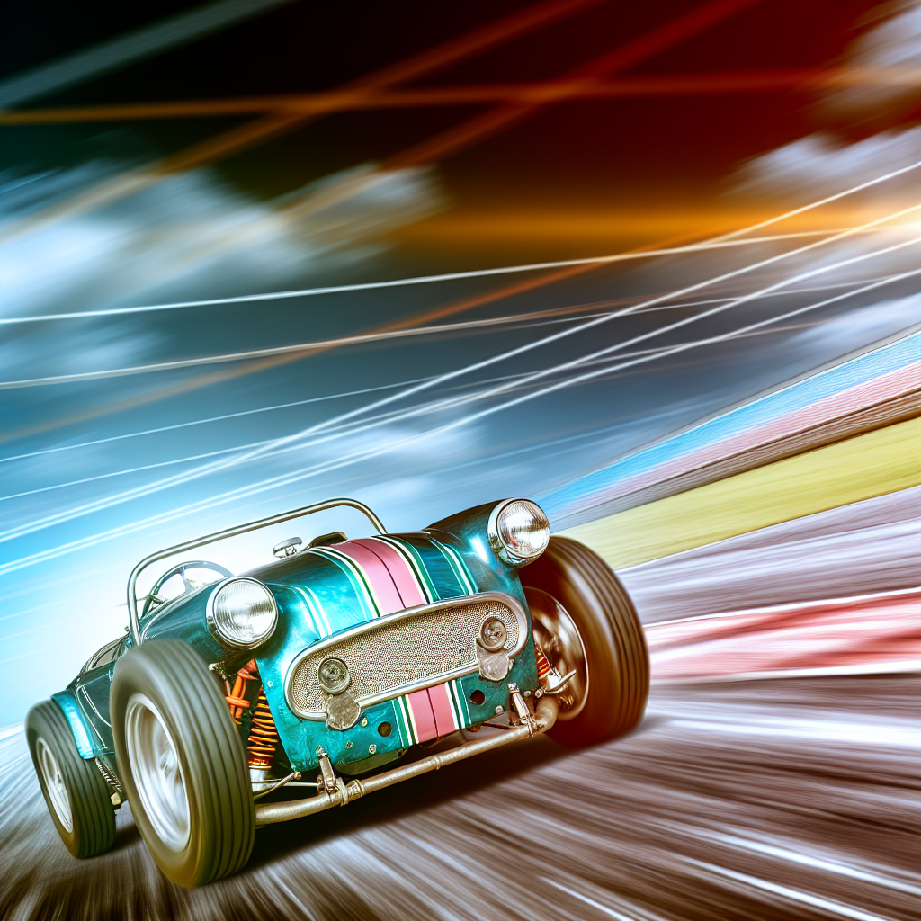 Thrilling scene from a track test with retro cars