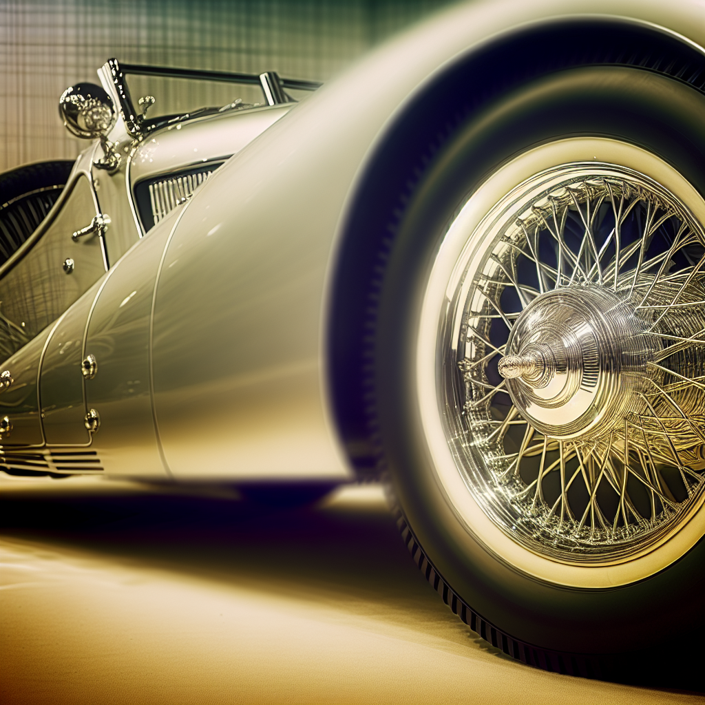 A classic car with elegant wire wheels, showcasing vintage automotive design.