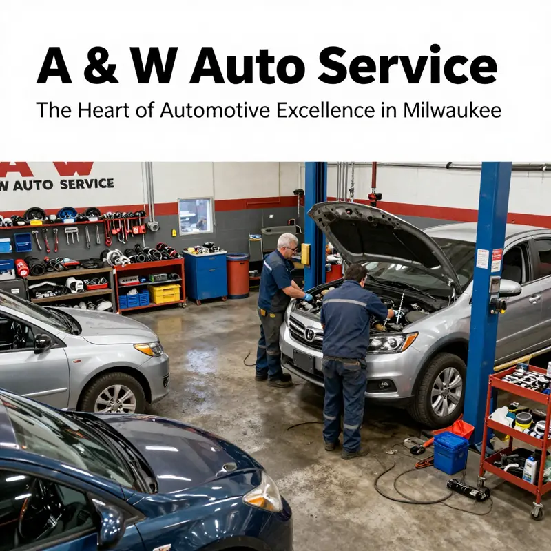 Mechanics at work in a well-equipped workshop, demonstrating A & W Auto Service’s commitment to quality automotive care.