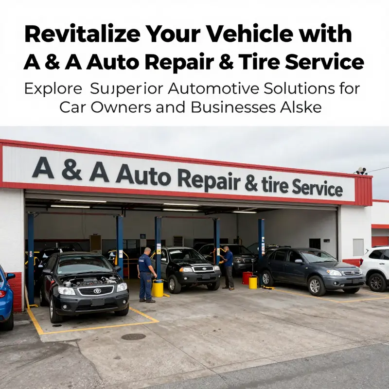 The exterior of A & A Auto Repair & Tire Service, a bustling auto repair facility in Oakland, CA.