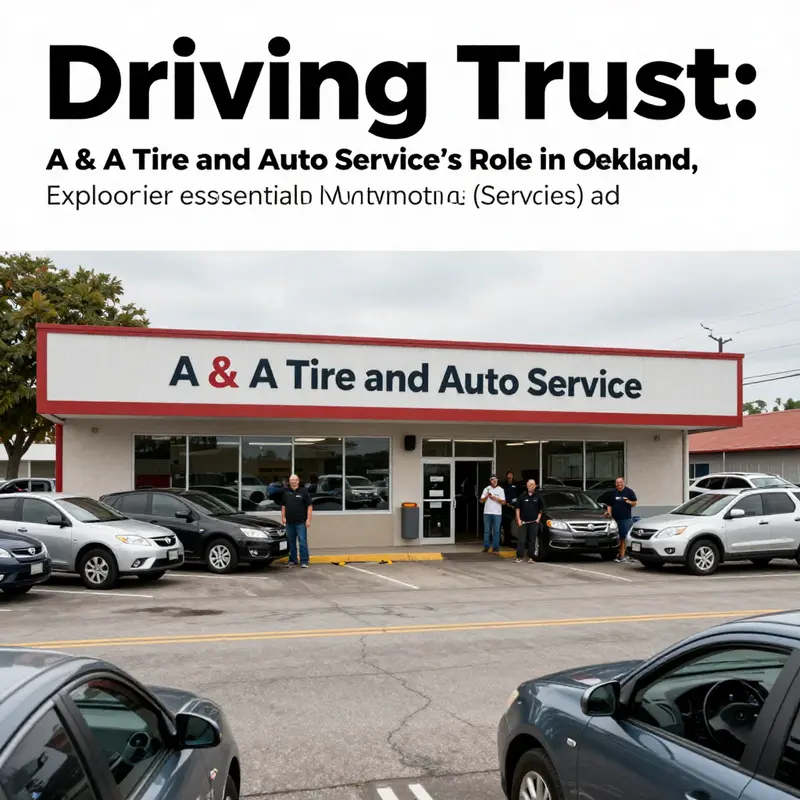 A wide-angle view of A & A Tire and Auto Service with customers interacting and vehicles, symbolizing community trust and service quality.