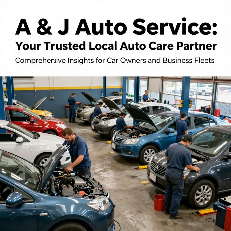 Interior view of A & J Auto Service with technicians working on cars, showcasing teamwork and automotive expertise.