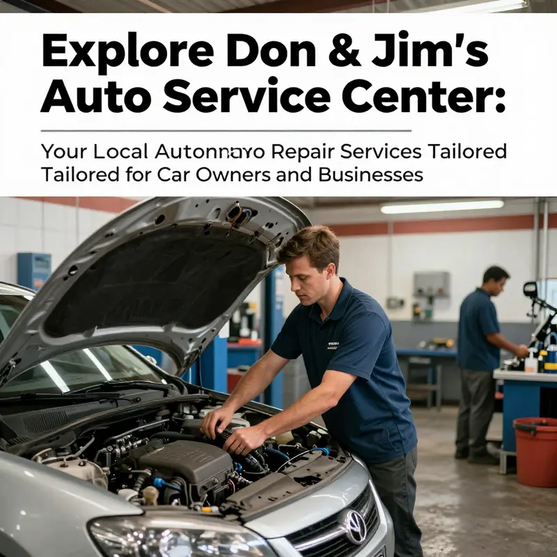 A composite image of automotive repair services being conducted at Don & Jim's Auto Service Center.
