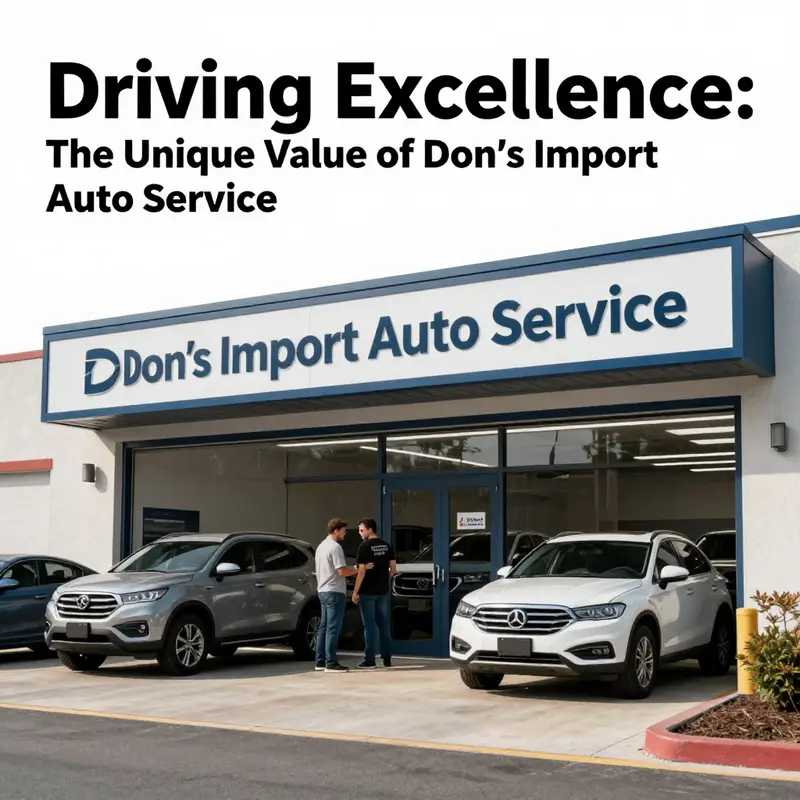 The exterior of Don's Import Auto Service showcasing the modern facility and signage, inviting customers.
