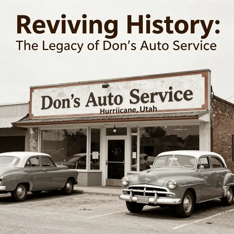 The original storefront of Don’s Auto Service, a testament to its history and community impact in Hurricane, Utah.