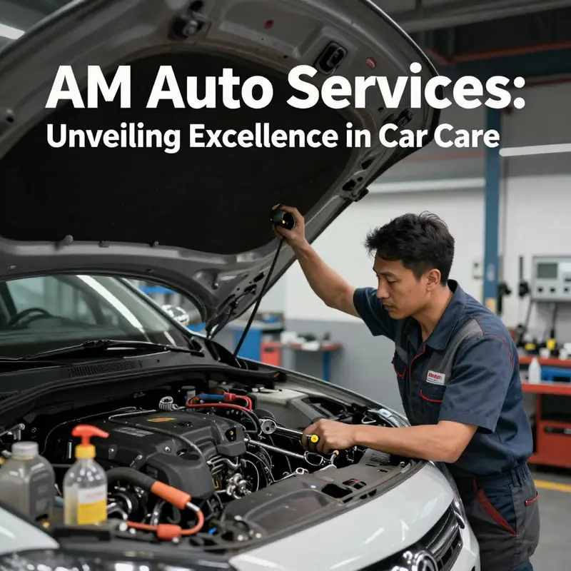A mechanic expertly inspecting a vehicle at the AM Auto Services workshop.