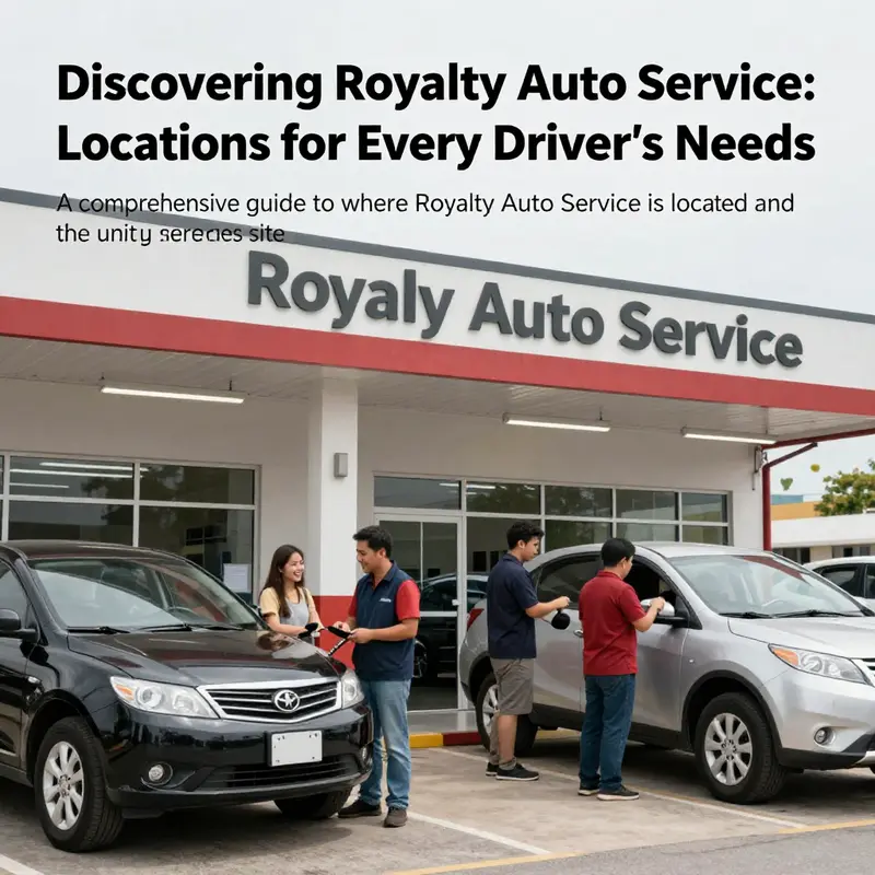 Exterior of Royalty Auto Service showing customer interactions and automotive services.