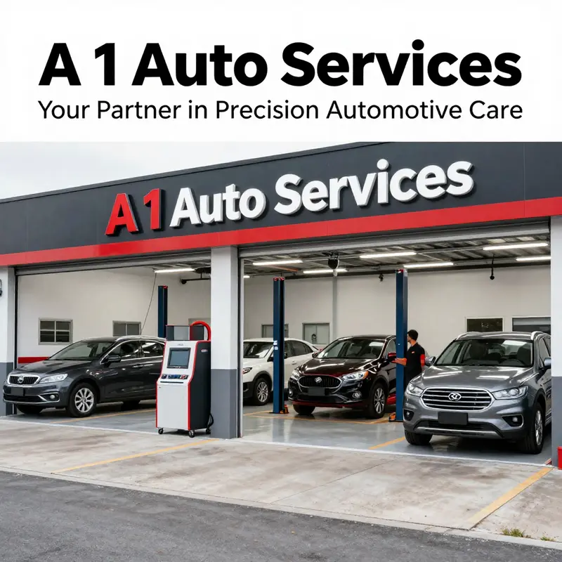 A view of A 1 Auto Services showcasing the exterior and friendly staff.