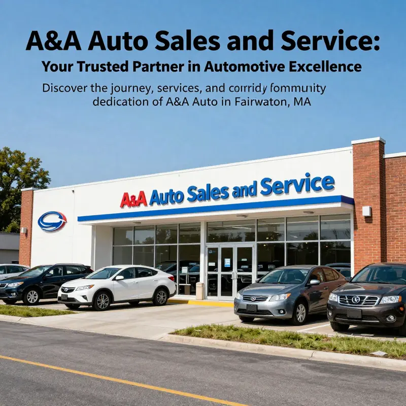 The front view of A&A Auto Sales & Service, displaying the dealership under bright sunlight with a diverse array of cars.