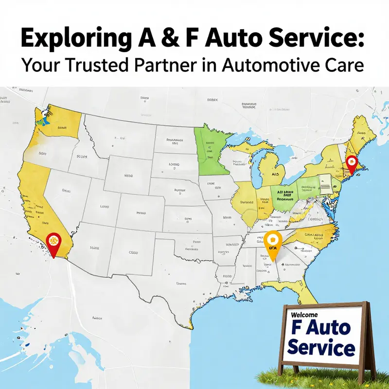 Visual representation of A & F Auto Service locations across the United States.
