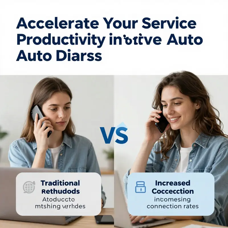 Comparison of traditional vs. automated dialing showcasing enhanced productivity.