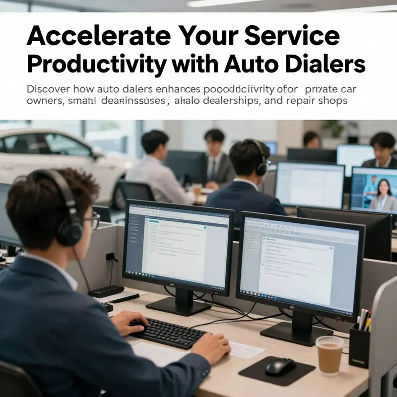A busy automotive service call center with agents using auto dialers to interact with customers.