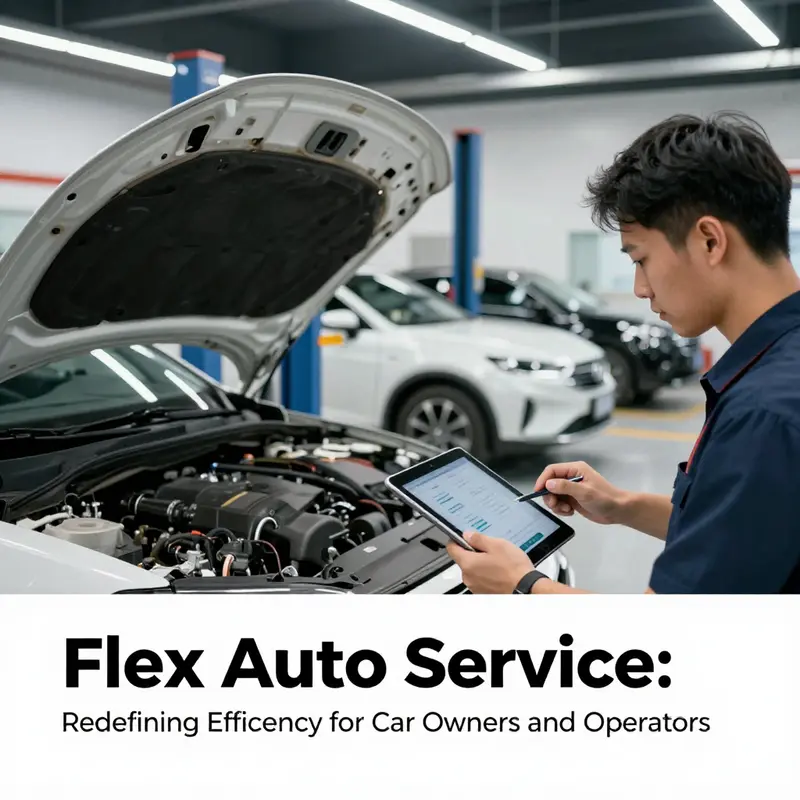 A blend of web development and automotive services illustrated through CSS flexbox concepts.