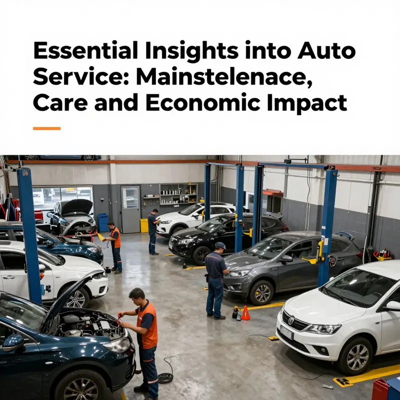 A busy auto repair shop with mechanics at work, illustrating the dynamic nature and importance of auto service.