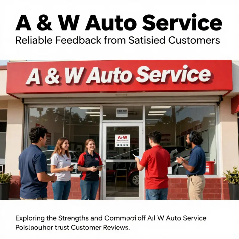 The exterior of A & W Auto Service with customers and staff engaging positively.