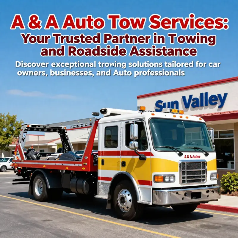 Image of A & A Auto Tow's location in Sun Valley with a towing truck in view.