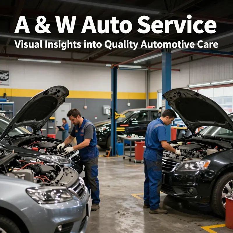 An automotive workshop at A & W Auto Services featuring mechanics working on vehicles in a friendly atmosphere.