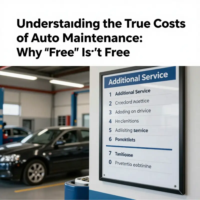 An illustrative view highlighting the dichotomy of ‘free’ auto maintenance versus hidden costs in basic car repairs.