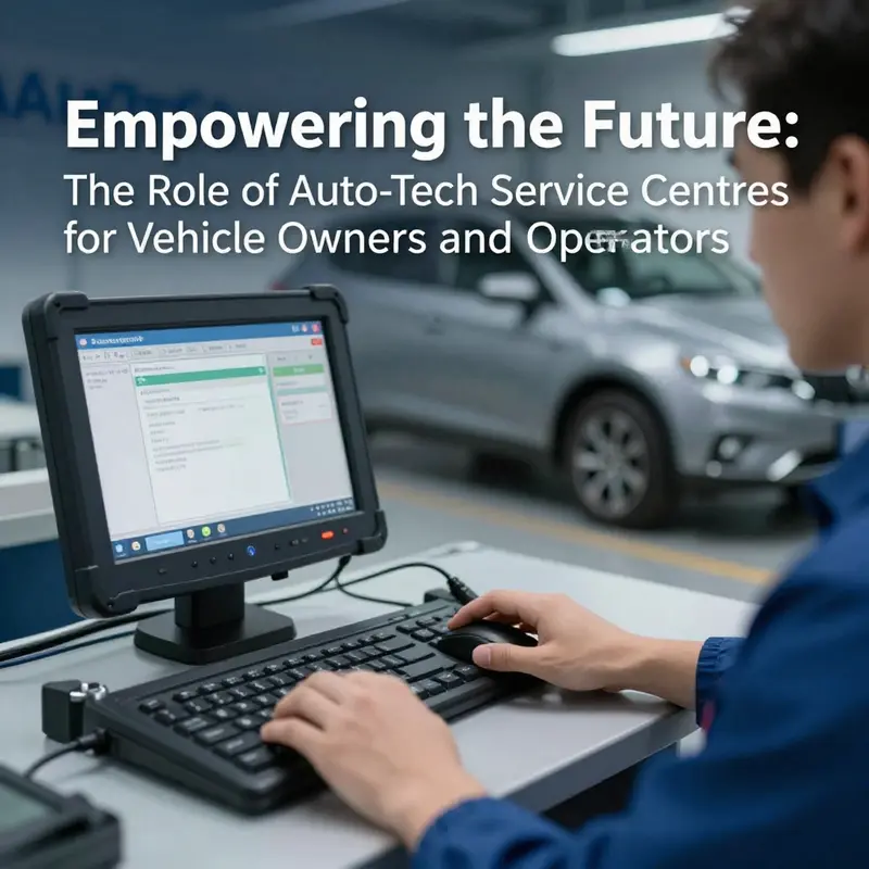 Technicians at an Auto-Tech Service Centre evaluate vehicles using cutting-edge automotive electronics.