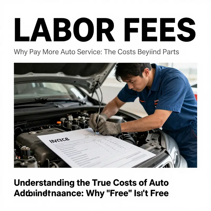 An illustrative view highlighting the dichotomy of ‘free’ auto maintenance versus hidden costs in basic car repairs.