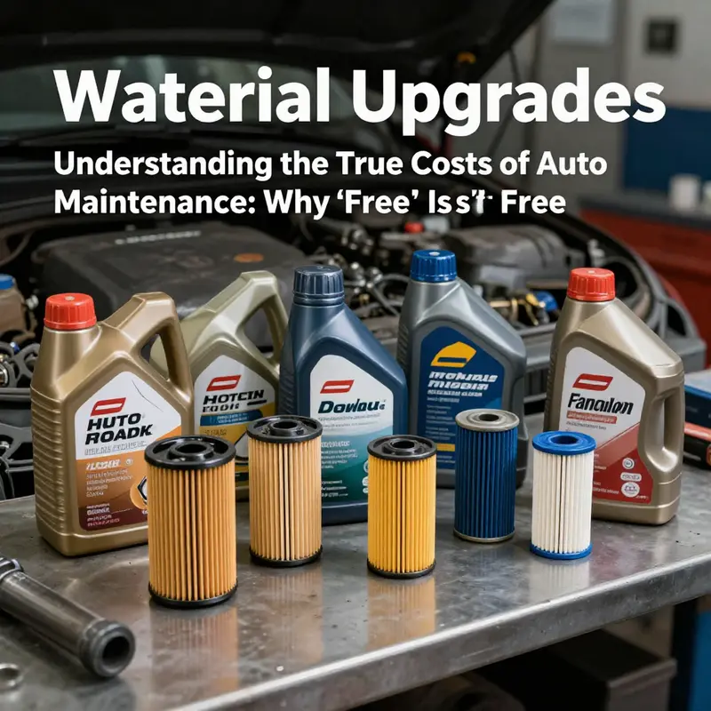 An illustrative view highlighting the dichotomy of ‘free’ auto maintenance versus hidden costs in basic car repairs.