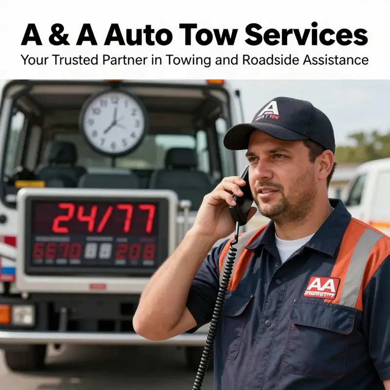 A & A Auto Tow truck assisting with a vehicle tow, showcasing their commitment to service.