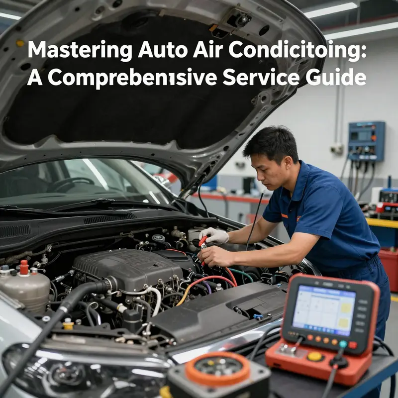 Mechanic performing maintenance on a car’s air conditioning system, emphasizing the importance of regular upkeep.
