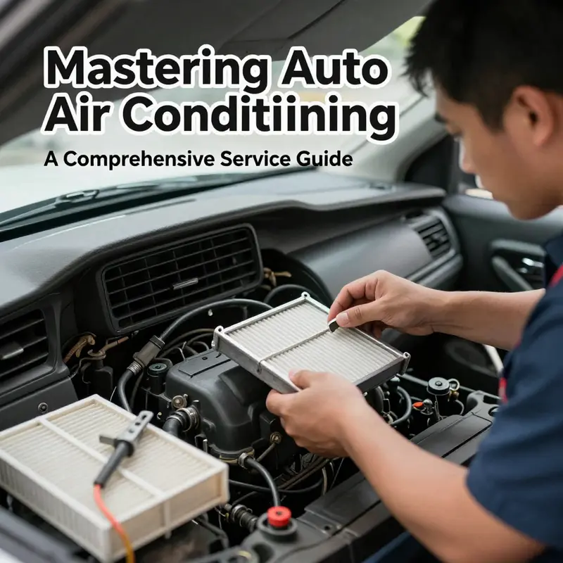Mechanic performing maintenance on a car’s air conditioning system, emphasizing the importance of regular upkeep.