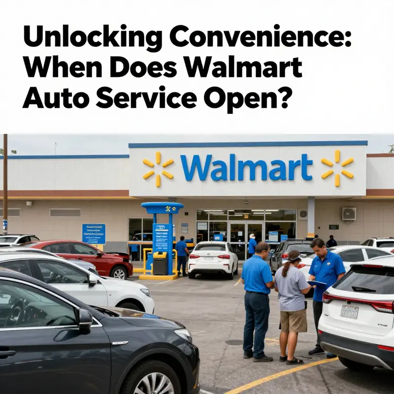 Walmart Auto Care Center bustling with activity as cars are serviced and customers discuss needs with the staff.
