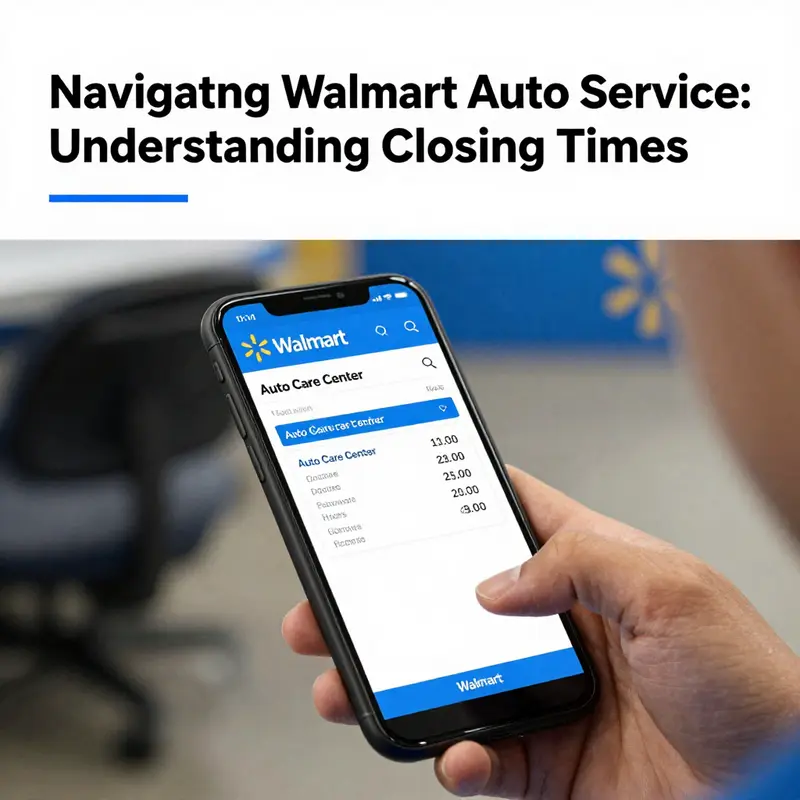 An informative snapshot of a Walmart Auto Care Center, emphasizing its operational hours.