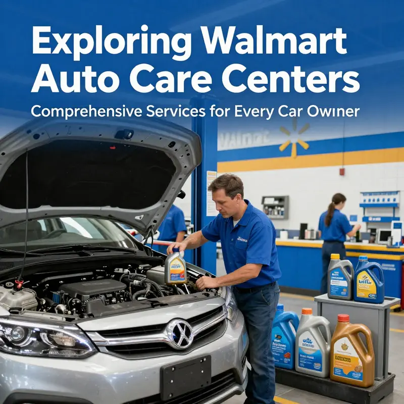 A technician conducts an oil change at Walmart Auto Care Center, highlighting the range of oil products available.