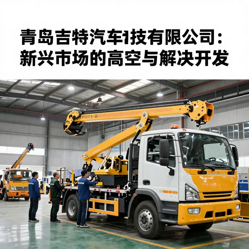 青岛吉特汽车科技有限公司总部及高空作业车辆展示，突显其在市场的影响力。