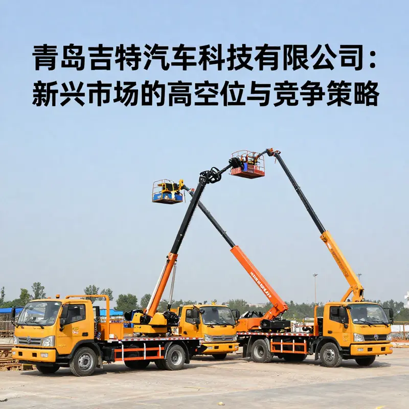 青岛吉特汽车科技有限公司总部及高空作业车辆展示，突显其在市场的影响力。