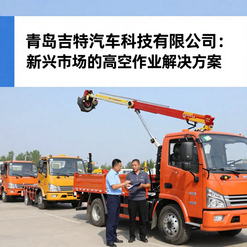 青岛吉特汽车科技有限公司总部及高空作业车辆展示，突显其在市场的影响力。