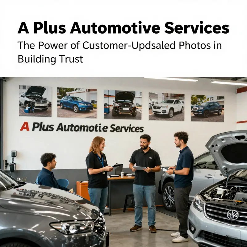 Customer-uploaded photos prominently displayed within A Plus Automotive Services enhance the shop’s credibility.