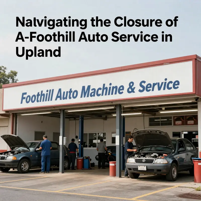 The storefront of A-Foothill Auto Service, now permanently closed, reflects a significant change in the Upland automotive industry.