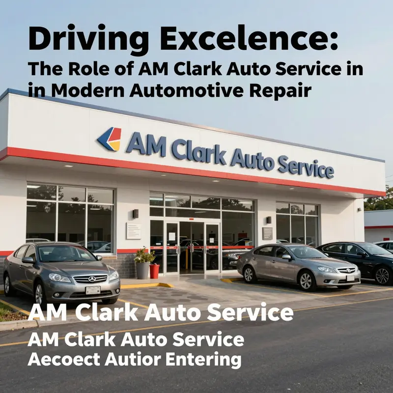 Exterior view of AM Clark Auto Service displaying a professional automotive repair facility with branded signage.