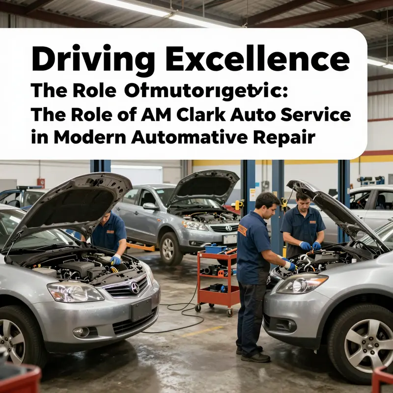 An active scene showcasing the dedication and expertise of automotive repair professionals at AM Clark Auto Service.