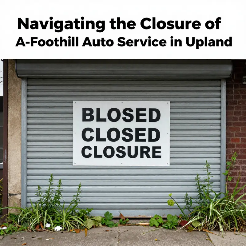 The storefront of A-Foothill Auto Service, now permanently closed, reflects a significant change in the Upland automotive industry.