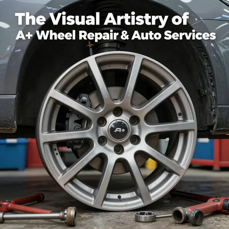A beautifully restored alloy wheel displayed with tools, emphasizing craftsmanship in wheel repair.