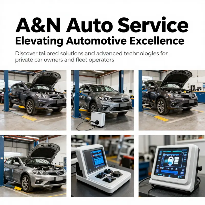 A montage visualizing A&N Auto Service's commitment to automotive excellence, showcasing various vehicles and technologies.