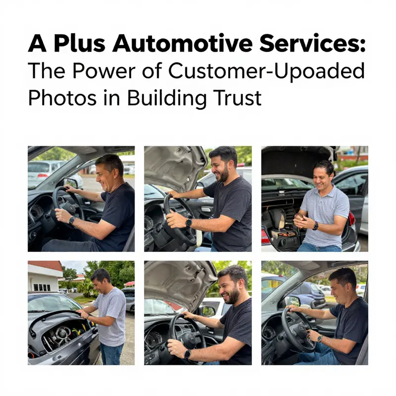 Customer-uploaded photos prominently displayed within A Plus Automotive Services enhance the shop’s credibility.