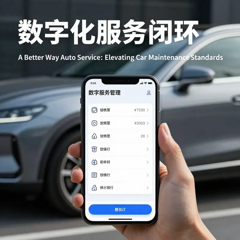 A mobile app illustrating the digital management of auto services for car owners.