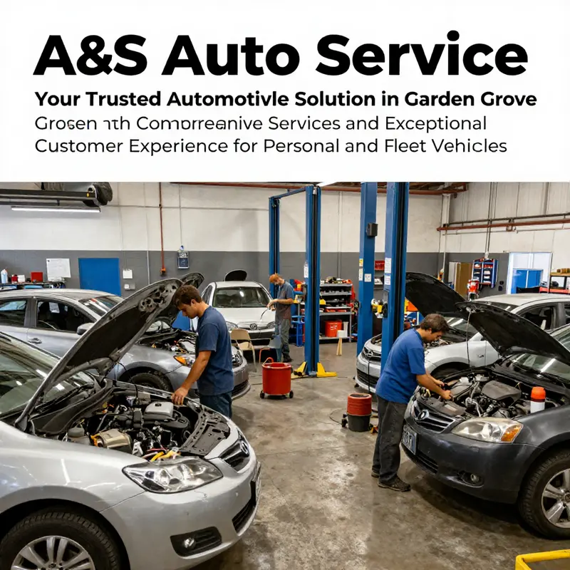 A busy workshop at A&S Auto Service, showcasing mechanics working on multiple vehicles, embodying the reliable automotive services provided.