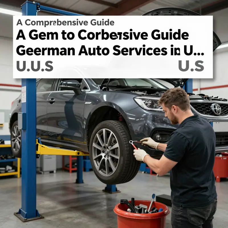 Image of technicians performing maintenance on a German car in a service workshop.