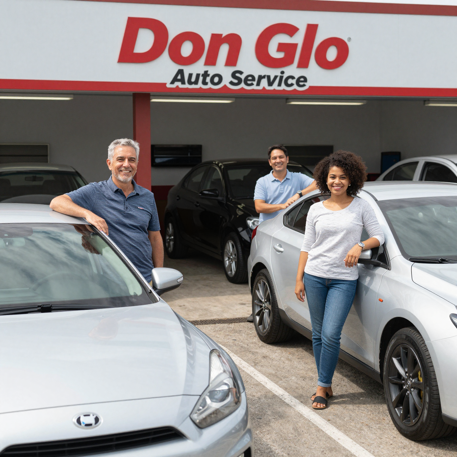 Happy Diverse Customers with Cars