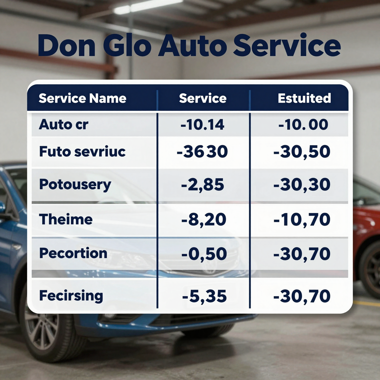 Auto Services Comparison at Don Glo