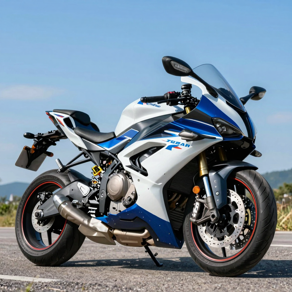 Custom motorcycle fairings in vibrant colors and sleek design
