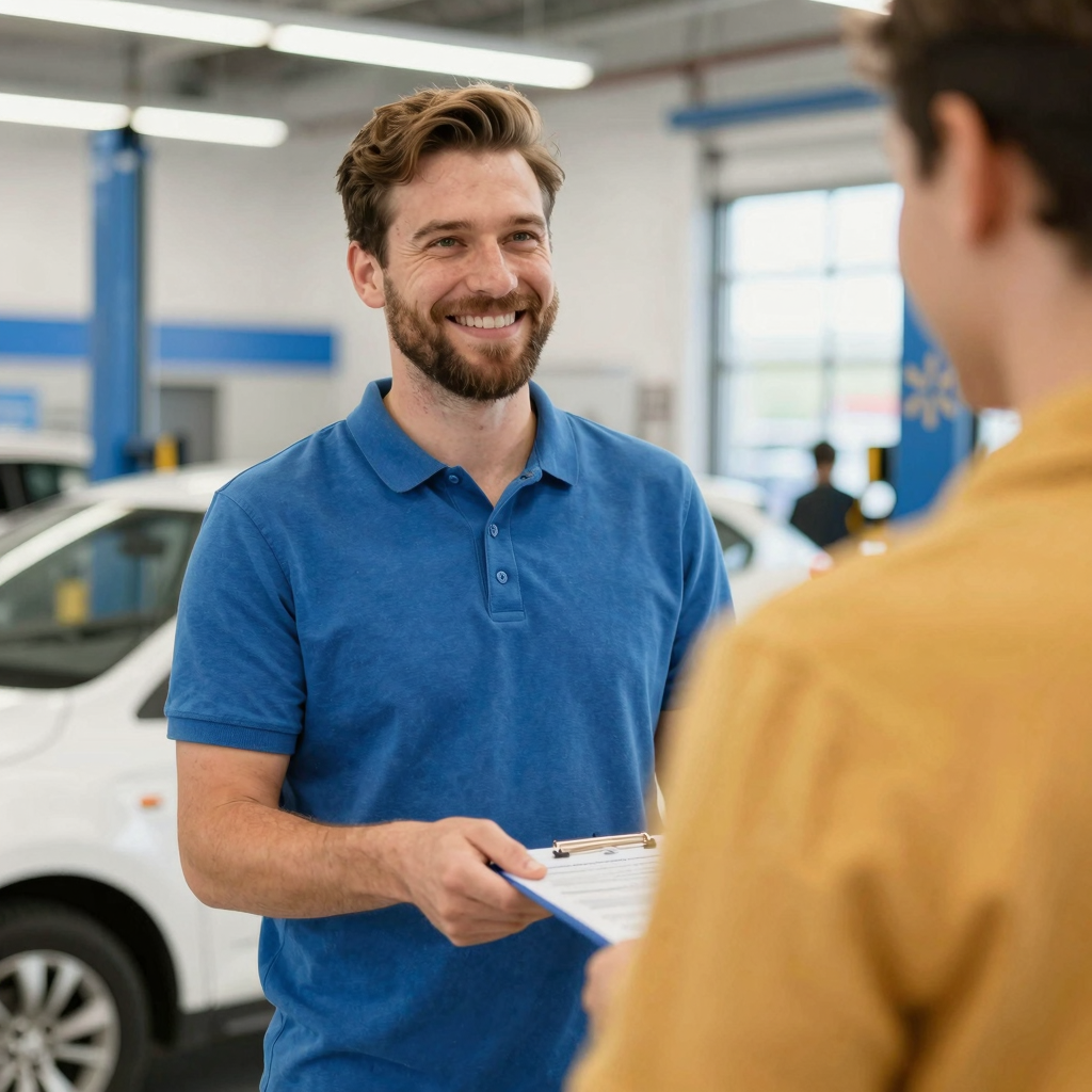 Customer receiving auto service at Walmart